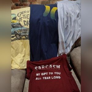 Navy, Yellow, Light Blue, and Maroon Graphic Men's Tees